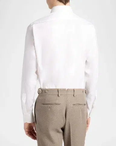 TOM FORD Men's Cotton and Silk Jacquard-Trim Dress Shirt | Thumbnail 2 TOM FORD Men's Cotton and Silk Jacquard-Trim Dress Shirt | Thumbnail 2