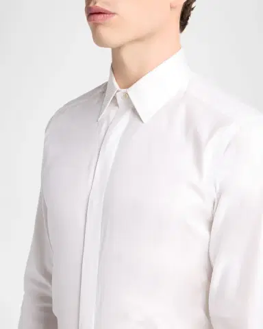 TOM FORD Men's Cotton and Silk Jacquard-Trim Dress Shirt | Thumbnail 5 TOM FORD Men's Cotton and Silk Jacquard-Trim Dress Shirt | Thumbnail 5
