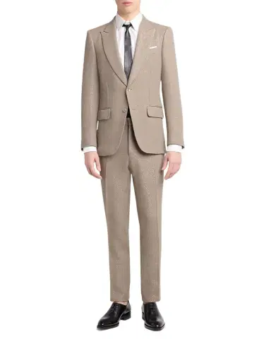 TOM FORD Men's Cotton and Silk Jacquard-Trim Dress Shirt | Thumbnail 1 TOM FORD Men's Cotton and Silk Jacquard-Trim Dress Shirt | Thumbnail 1