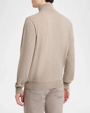 Brioni Men's Cashmere Knit Mock Neck Half-Placket Sweater | Thumbnail 2 Brioni Men's Cashmere Knit Mock Neck Half-Placket Sweater | Thumbnail 2