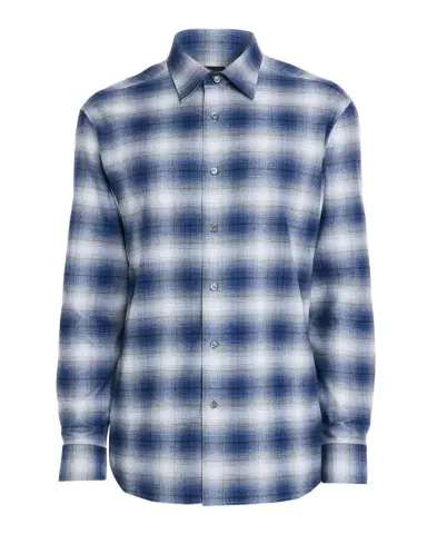 Brioni Men's Cotton Flannel Check Sport Shirt | Thumbnail 1 Brioni Men's Cotton Flannel Check Sport Shirt | Thumbnail 1