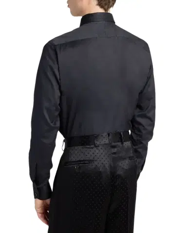 TOM FORD Men's Cotton and Silk Jacquard-Trim Dress Shirt | Thumbnail 1 TOM FORD Men's Cotton and Silk Jacquard-Trim Dress Shirt | Thumbnail 1