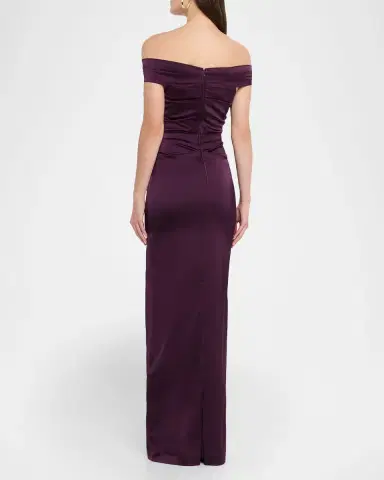 Rickie Freeman for Teri Jon Off-Shoulder Satin Column Gown | Thumbnail 3 Rickie Freeman for Teri Jon Off-Shoulder Satin Column Gown | Thumbnail 3