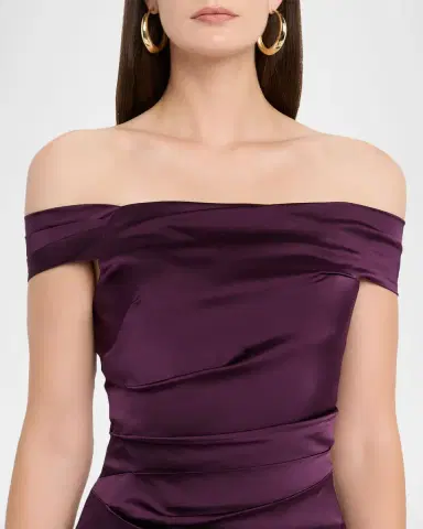 Rickie Freeman for Teri Jon Off-Shoulder Satin Column Gown | Thumbnail 5 Rickie Freeman for Teri Jon Off-Shoulder Satin Column Gown | Thumbnail 5