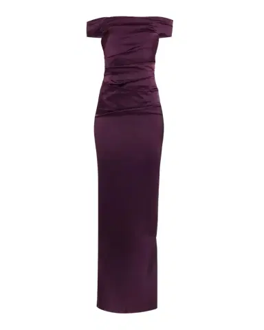 Rickie Freeman for Teri Jon Off-Shoulder Satin Column Gown | Thumbnail 1 Rickie Freeman for Teri Jon Off-Shoulder Satin Column Gown | Thumbnail 1