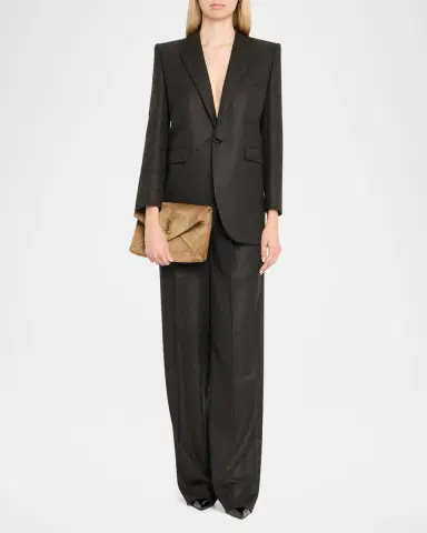 Saint Laurent Large YSL Envelope Flap Clutch Bag in Suede | Thumbnail 5 Saint Laurent Large YSL Envelope Flap Clutch Bag in Suede | Thumbnail 5