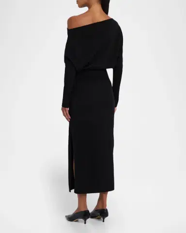 Simkhai Janese Off-Shoulder Wool Midi Dress | Thumbnail 3 Simkhai Janese Off-Shoulder Wool Midi Dress | Thumbnail 3