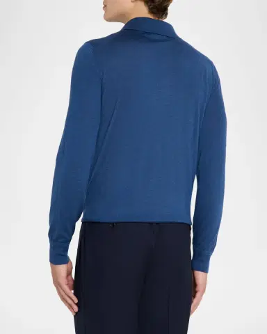 TOM FORD Men's Cashmere and Silk Long-Sleeve Polo Sweater | Thumbnail 3 TOM FORD Men's Cashmere and Silk Long-Sleeve Polo Sweater | Thumbnail 3