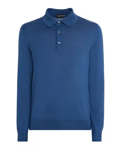 TOM FORD Men's Cashmere and Silk Long-Sleeve Polo Sweater | Thumbnail 1 TOM FORD Men's Cashmere and Silk Long-Sleeve Polo Sweater | Thumbnail 1