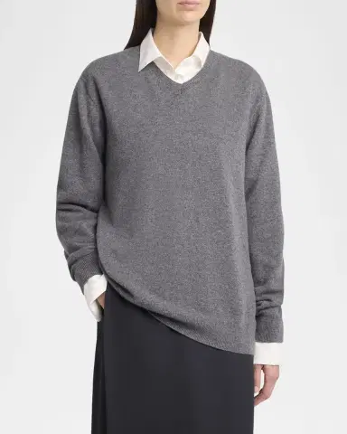 The Row Ligeia V-Neck Cashmere Sweater | Thumbnail 4 The Row Ligeia V-Neck Cashmere Sweater | Thumbnail 4