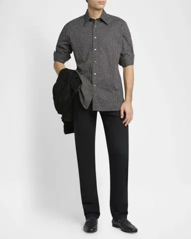 TOM FORD Men's Geometric Cotton Voile Sport Shirt | Thumbnail 2 TOM FORD Men's Geometric Cotton Voile Sport Shirt | Thumbnail 2