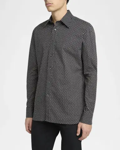 TOM FORD Men's Geometric Cotton Voile Sport Shirt | Thumbnail 4 TOM FORD Men's Geometric Cotton Voile Sport Shirt | Thumbnail 4