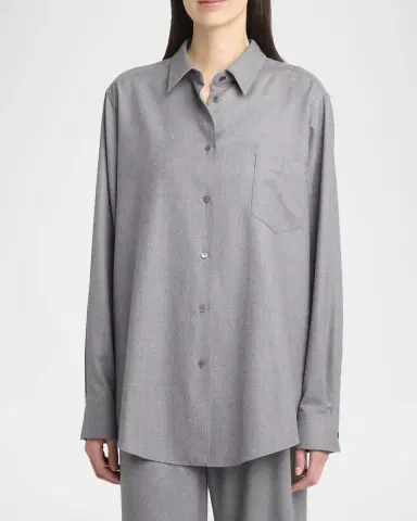 THE ROW Pino Wool Button-Down Shirt | Thumbnail 4 THE ROW Pino Wool Button-Down Shirt | Thumbnail 4