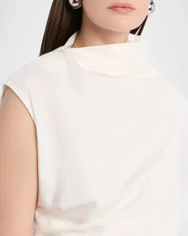 Ganni Ruched Asymmetric Cotton Blouse | Thumbnail 5 Ganni Ruched Asymmetric Cotton Blouse | Thumbnail 5