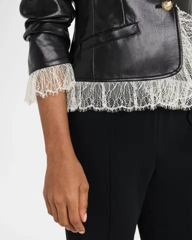 Cinq a Sept Lace-Trim Vegan Leather Blazer | Thumbnail 5 Cinq a Sept Lace-Trim Vegan Leather Blazer | Thumbnail 5