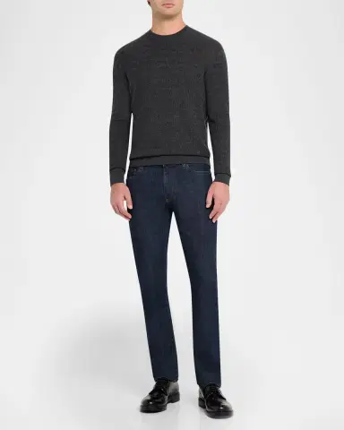 Emporio Armani Men's Tonal Jacquard Slim-Fit Crewneck Sweater | Thumbnail 2 Emporio Armani Men's Tonal Jacquard Slim-Fit Crewneck Sweater | Thumbnail 2
