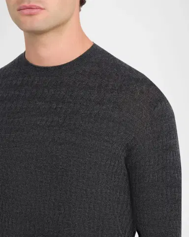 Emporio Armani Men's Tonal Jacquard Slim-Fit Crewneck Sweater | Thumbnail 5 Emporio Armani Men's Tonal Jacquard Slim-Fit Crewneck Sweater | Thumbnail 5