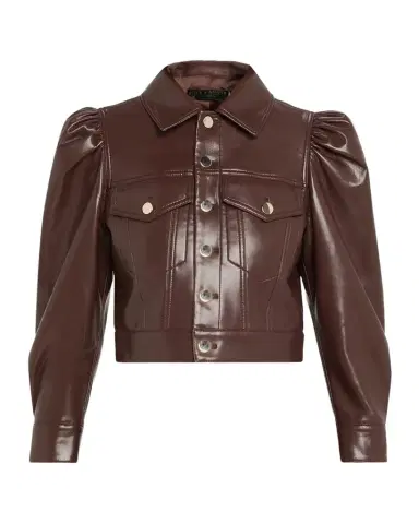 Alice + Olivia Lana Vegan Leather Puff-Shoulder Jacket | Thumbnail 1 Alice + Olivia Lana Vegan Leather Puff-Shoulder Jacket | Thumbnail 1
