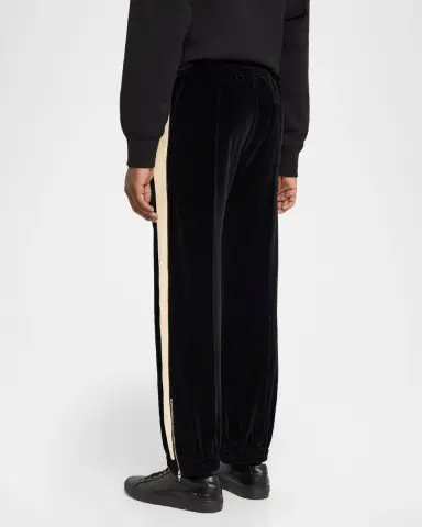 Valentino Garavani Men's Velvet Pintuck Stripe Sweatpants | Thumbnail 3 Valentino Garavani Men's Velvet Pintuck Stripe Sweatpants | Thumbnail 3