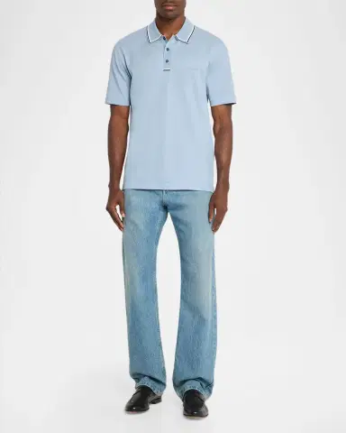 Ferragamo Men 's Cotton Contrast-Trim Polo Shirt | Thumbnail 2 Ferragamo Men 's Cotton Contrast-Trim Polo Shirt | Thumbnail 2