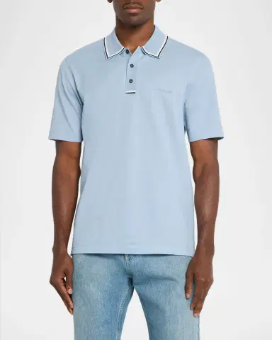 Ferragamo Men 's Cotton Contrast-Trim Polo Shirt | Thumbnail 4 Ferragamo Men 's Cotton Contrast-Trim Polo Shirt | Thumbnail 4