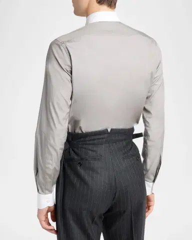 TOM FORD Men's Poplin Contrast-Trim Sport Shirt | Thumbnail 3 TOM FORD Men's Poplin Contrast-Trim Sport Shirt | Thumbnail 3