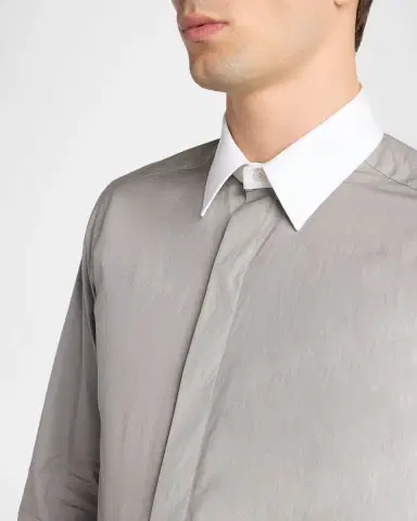 TOM FORD Men's Poplin Contrast-Trim Sport Shirt | Thumbnail 5 TOM FORD Men's Poplin Contrast-Trim Sport Shirt | Thumbnail 5