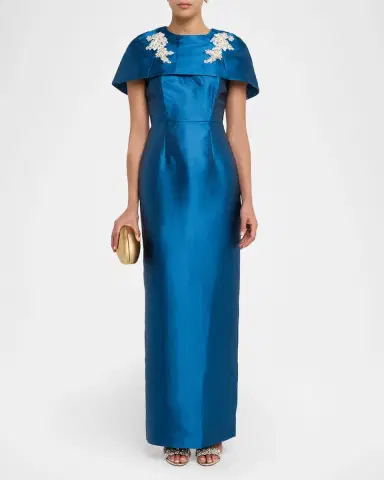 Mestiza New York Eve Cape Silk Twill Column Gown | Thumbnail 2 Mestiza New York Eve Cape Silk Twill Column Gown | Thumbnail 2