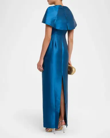 Mestiza New York Eve Cape Silk Twill Column Gown | Thumbnail 3 Mestiza New York Eve Cape Silk Twill Column Gown | Thumbnail 3