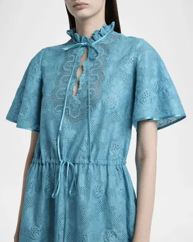 Valentino Garavani Eyelet Embroidered Cotton Drawstring Midi Dress | Thumbnail 5 Valentino Garavani Eyelet Embroidered Cotton Drawstring Midi Dress | Thumbnail 5