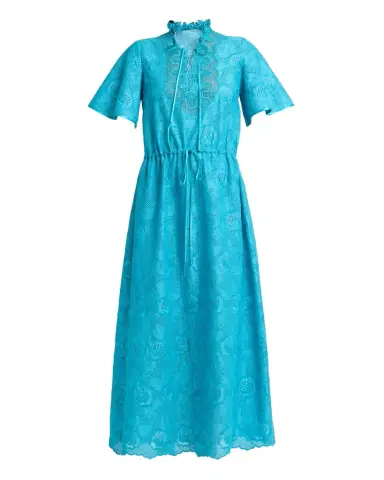 Valentino Garavani Eyelet Embroidered Cotton Drawstring Midi Dress | Thumbnail 1 Valentino Garavani Eyelet Embroidered Cotton Drawstring Midi Dress | Thumbnail 1