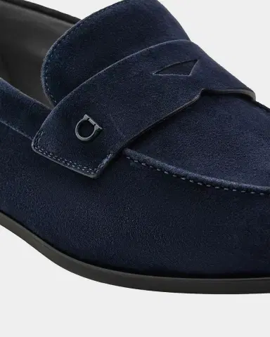 Ferragamo Men 's Tiberio Suede Penny Loafers | Thumbnail 2 Ferragamo Men 's Tiberio Suede Penny Loafers | Thumbnail 2