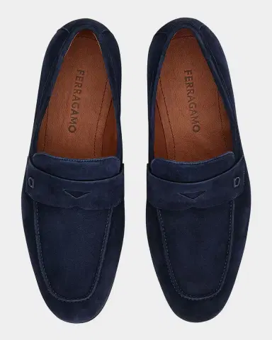 Ferragamo Men 's Tiberio Suede Penny Loafers | Thumbnail 3 Ferragamo Men 's Tiberio Suede Penny Loafers | Thumbnail 3