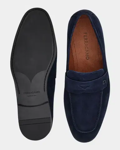Ferragamo Men 's Tiberio Suede Penny Loafers | Thumbnail 4 Ferragamo Men 's Tiberio Suede Penny Loafers | Thumbnail 4