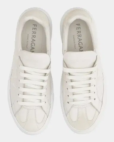 Ferragamo Men's Gancini Leather Low-Top Sneakers | Thumbnail 3 Ferragamo Men's Gancini Leather Low-Top Sneakers | Thumbnail 3