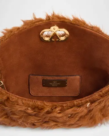 Valentino Garavani Vain Strass Fuzzy Shearling Shoulder Bag | Thumbnail 3 Valentino Garavani Vain Strass Fuzzy Shearling Shoulder Bag | Thumbnail 3