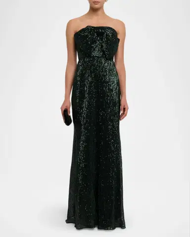 BADGLEY MISCHKA Strapless Bow-Front Sequin Gown | Thumbnail 2 BADGLEY MISCHKA Strapless Bow-Front Sequin Gown | Thumbnail 2