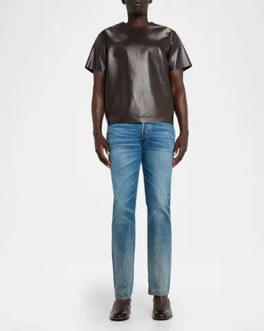 Tom Ford Men's Napa Leather Short-Sleeve Shirt | Thumbnail 2 Tom Ford Men's Napa Leather Short-Sleeve Shirt | Thumbnail 2