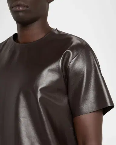 Tom Ford Men's Napa Leather Short-Sleeve Shirt | Thumbnail 5 Tom Ford Men's Napa Leather Short-Sleeve Shirt | Thumbnail 5