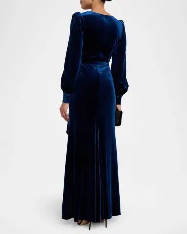 BADGLEY MISCHKA Pleated A-Line Velvet Gown | Thumbnail 3 BADGLEY MISCHKA Pleated A-Line Velvet Gown | Thumbnail 3