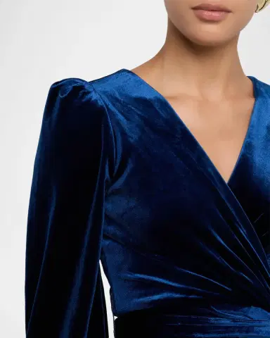 BADGLEY MISCHKA Pleated A-Line Velvet Gown | Thumbnail 5 BADGLEY MISCHKA Pleated A-Line Velvet Gown | Thumbnail 5
