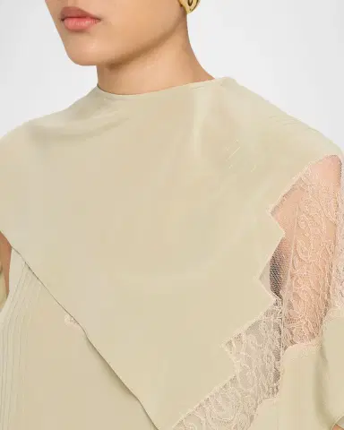 FERRAGAMO Lace-Inset Envers Silk Capelet Midi Dress | Thumbnail 5 FERRAGAMO Lace-Inset Envers Silk Capelet Midi Dress | Thumbnail 5