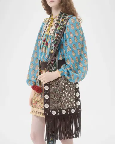 Valentino Garavani Nellcote Medium Studded Fringed Suede Crossbody Bag | Thumbnail 2 Valentino Garavani Nellcote Medium Studded Fringed Suede Crossbody Bag | Thumbnail 2