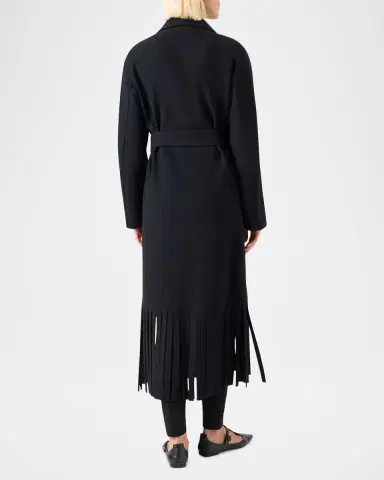 Akris punto Fringed Wool Belted Maxi Trench Coat | Thumbnail 3 Akris punto Fringed Wool Belted Maxi Trench Coat | Thumbnail 3