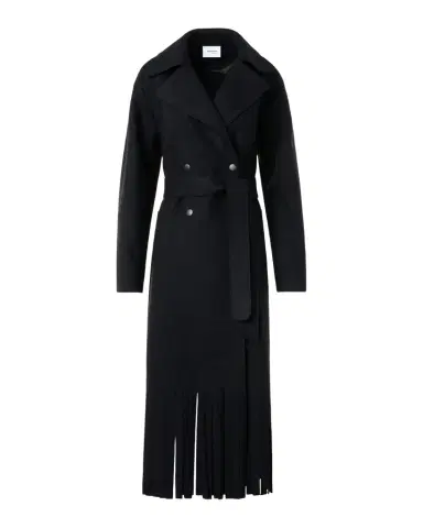 Akris punto Fringed Wool Belted Maxi Trench Coat | Thumbnail 1 Akris punto Fringed Wool Belted Maxi Trench Coat | Thumbnail 1