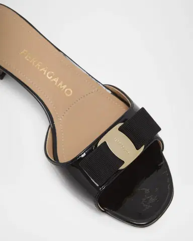 Ferragamo Vanilla Patent Leather Bow Mules | Thumbnail 3 Ferragamo Vanilla Patent Leather Bow Mules | Thumbnail 3