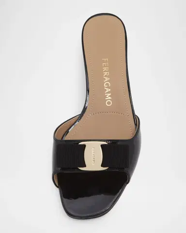 Ferragamo Vanilla Patent Leather Bow Mules | Thumbnail 4 Ferragamo Vanilla Patent Leather Bow Mules | Thumbnail 4