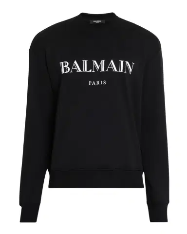 Balmain Men 's Cotton Vintage Logo Crewneck Sweater | Thumbnail 1 Balmain Men 's Cotton Vintage Logo Crewneck Sweater | Thumbnail 1