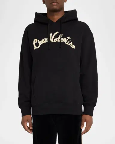Valentino Garavani Men's Jersey Sequin Logo Cotton Hoodie | Thumbnail 4 Valentino Garavani Men's Jersey Sequin Logo Cotton Hoodie | Thumbnail 4