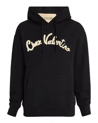 Valentino Garavani Men's Jersey Sequin Logo Cotton Hoodie | Thumbnail 1 Valentino Garavani Men's Jersey Sequin Logo Cotton Hoodie | Thumbnail 1